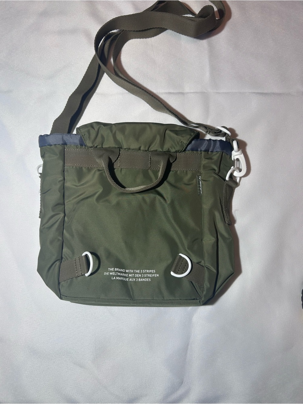 Olive Green Adidas Mini 3.0 Nylon Streetwear Athleisure Backpack/Shoulder Ba - Picture 6 of 10